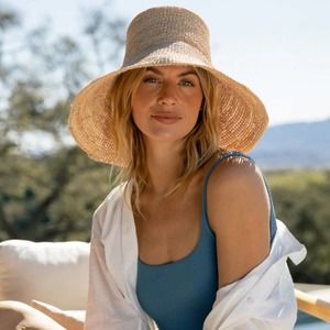 Jenni Kayne Natural Wide Brim Raffia Hat M/L